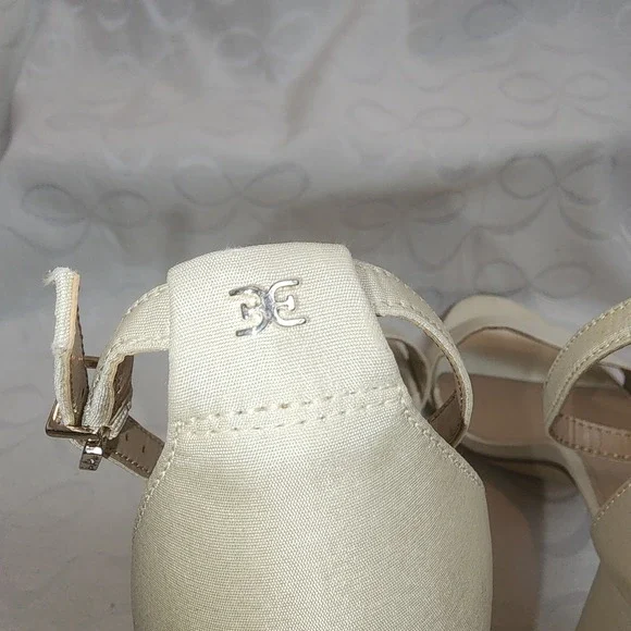 New Sam Edelman Yaro Ivory Satin Block Heel Sandal‎ 10 W Event Wedding Formal - Picture 3 of 8